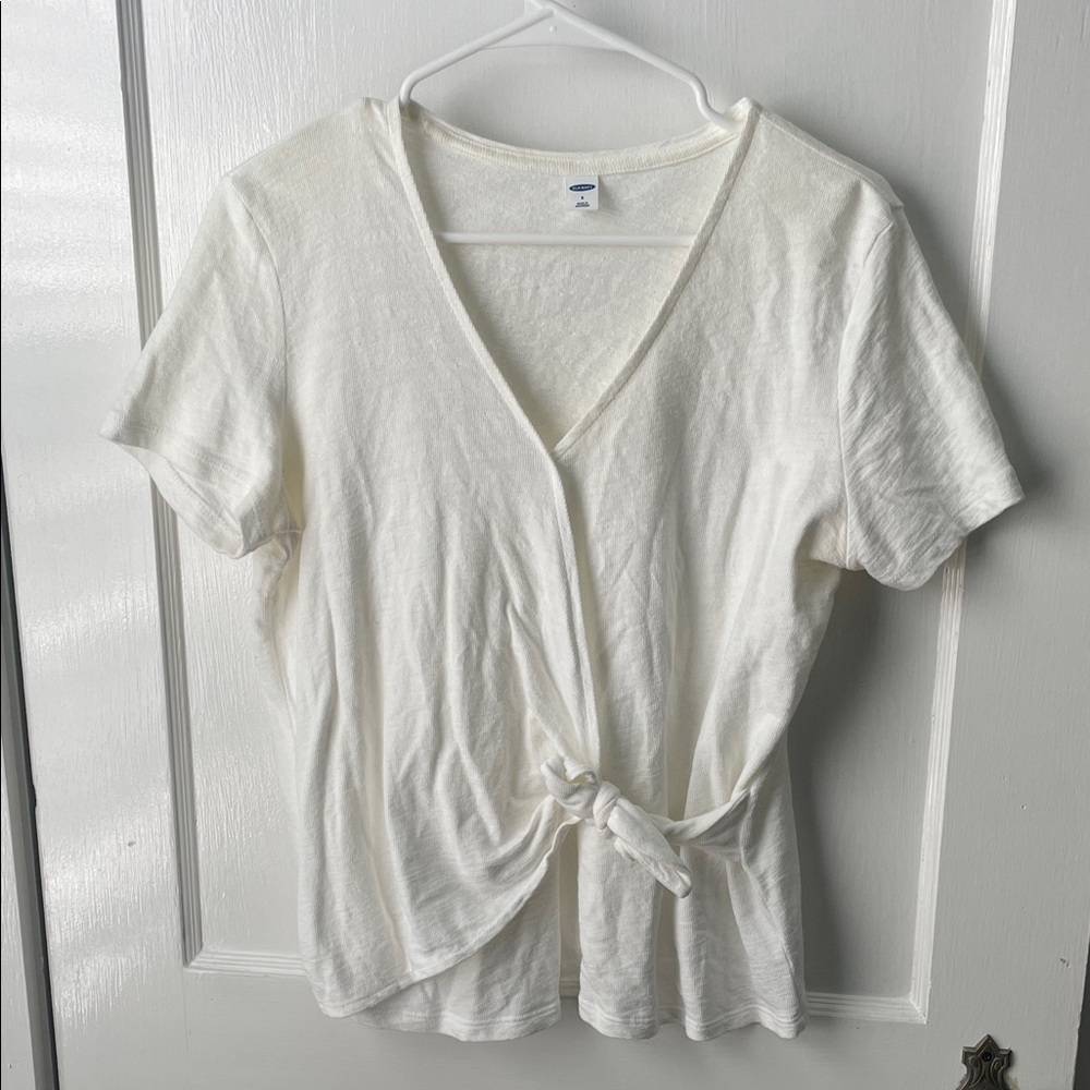 Old Navy Women's Short Sleeve Tie-Front Tee in White